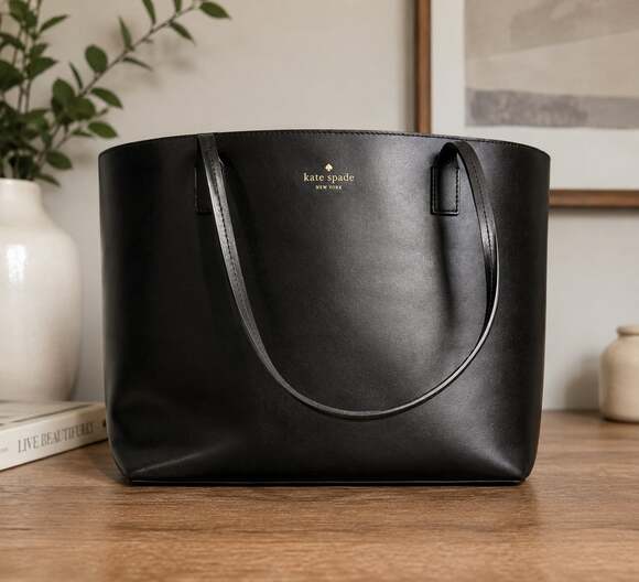 Kate Spade New York Handbags - Kate Spade New York Black Leather Tote Bag – Classic Everyday Shoulder Bag